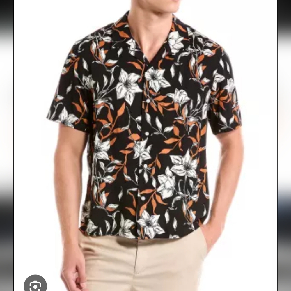 Rag & Bone Shirt Men's Large Avery Floral Print Camp Short Sleeve